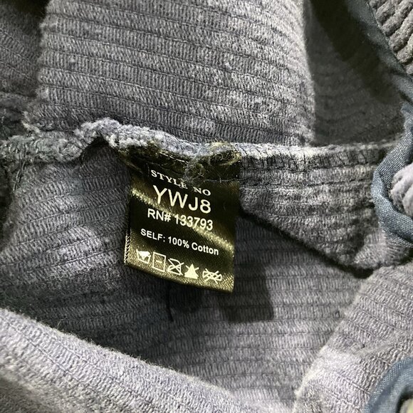 POL Corduroy Jacket Womens M Blue Crop Raw Hem Balloon Sleeve Preppy Boho Indie - Picture 8 of 8